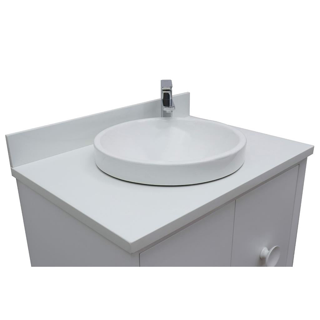 Bellaterra Stora 31" Single Vanity, White, White Quartz Top/Round Sink