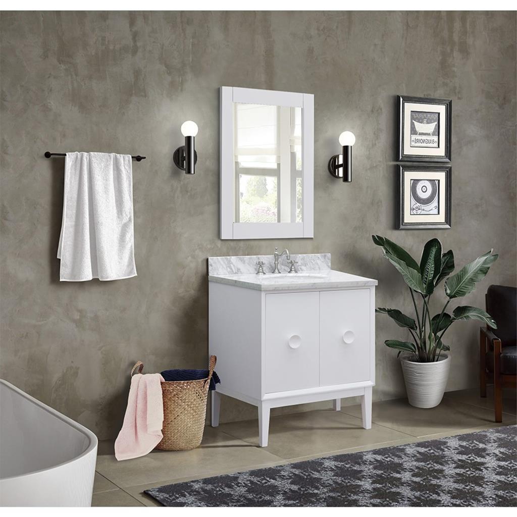 Bellaterra Stora 31" Single Vanity, White, White Carrara Top/Oval Sink