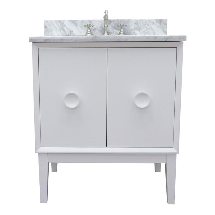 Bellaterra Stora 31" Single Vanity, White, White Carrara Top/Oval Sink