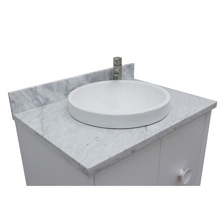 Bellaterra Stora 31" Single Vanity, White, White Carrara Top/Round Sink