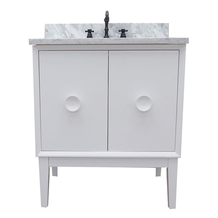 Bellaterra Stora 31" Single Vanity, White, White Carrara Top/Rectangle Sink