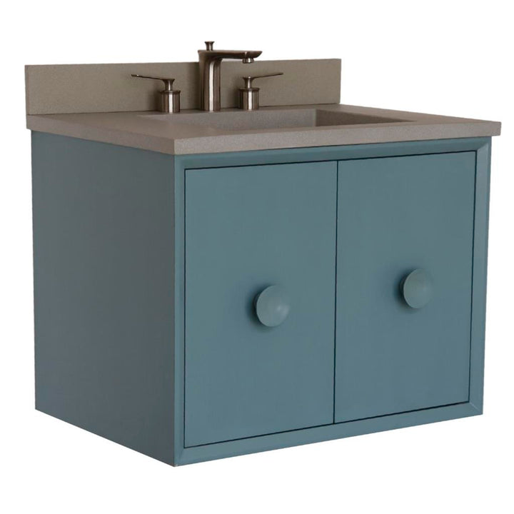 Bellaterra Stora 31" Single Vanity, Aqua Blue, Gray Concrete Top/Rectangle Sink