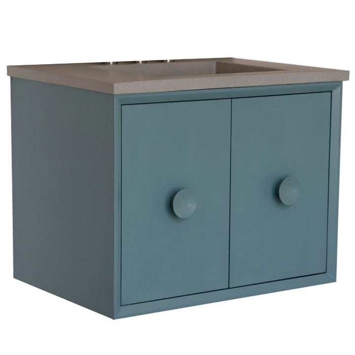 Bellaterra Stora 31" Single Vanity, Aqua Blue, Gray Concrete Top/Rectangle Sink