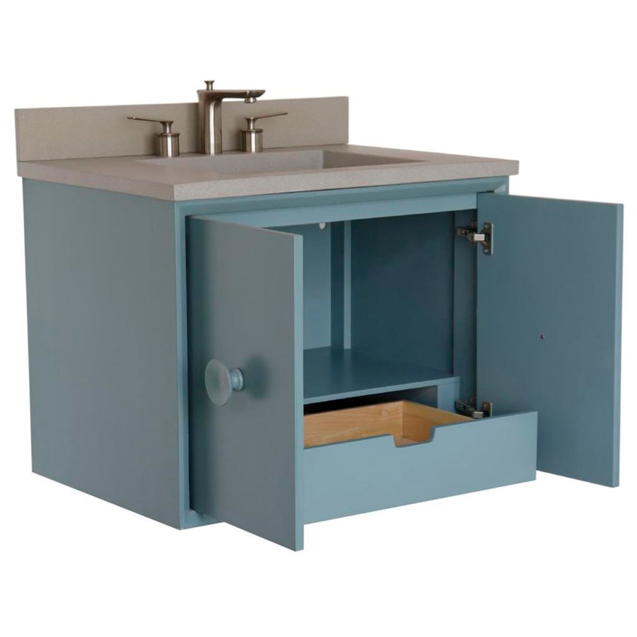 Bellaterra Stora 31" Single Vanity, Aqua Blue, Gray Concrete Top/Rectangle Sink