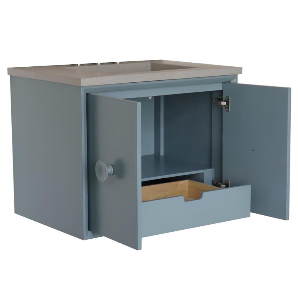 Bellaterra Stora 31" Single Vanity, Aqua Blue, Gray Concrete Top/Rectangle Sink