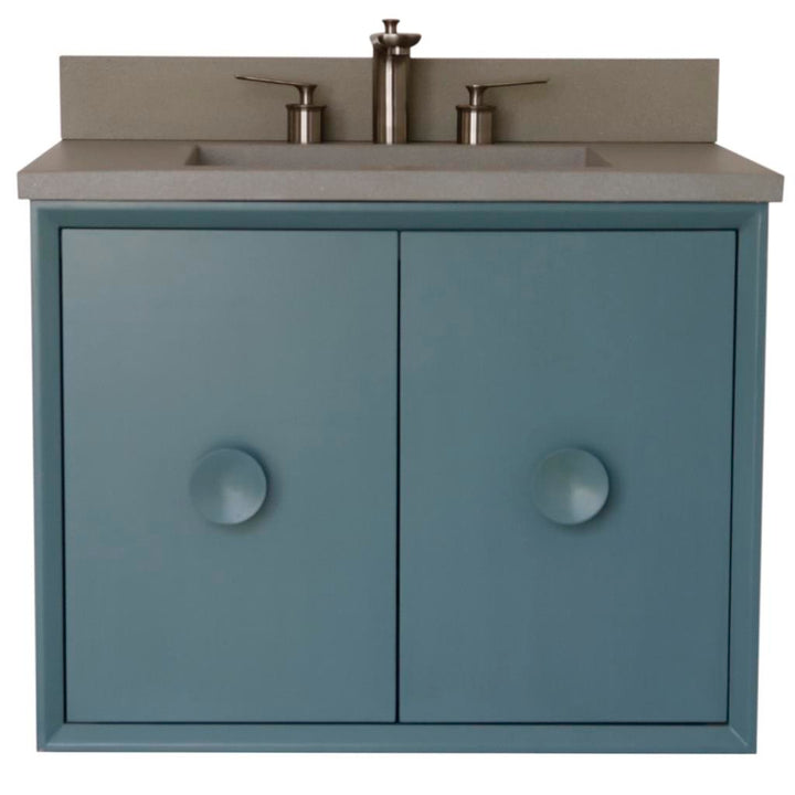 Bellaterra Stora 31" Single Vanity, Aqua Blue, Gray Concrete Top/Rectangle Sink