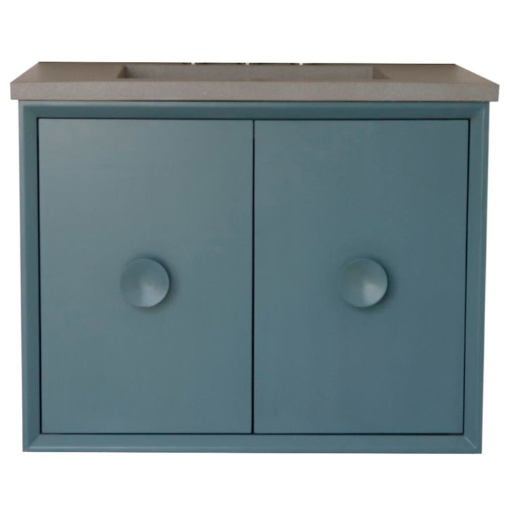 Bellaterra Stora 31" Single Vanity, Aqua Blue, Gray Concrete Top/Rectangle Sink