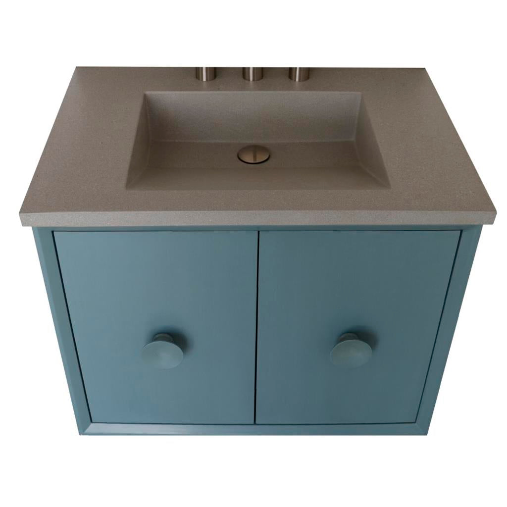 Bellaterra Stora 31" Single Vanity, Aqua Blue, Gray Concrete Top/Rectangle Sink