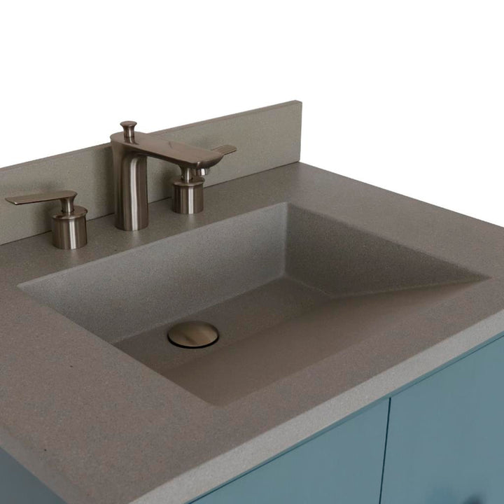 Bellaterra Stora 31" Single Vanity, Aqua Blue, Gray Concrete Top/Rectangle Sink