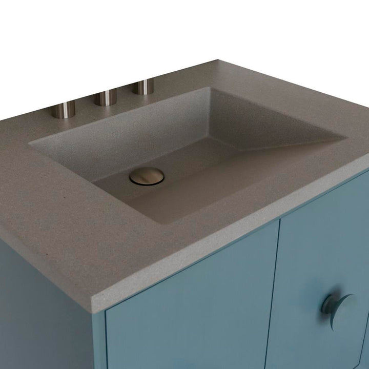 Bellaterra Stora 31" Single Vanity, Aqua Blue, Gray Concrete Top/Rectangle Sink