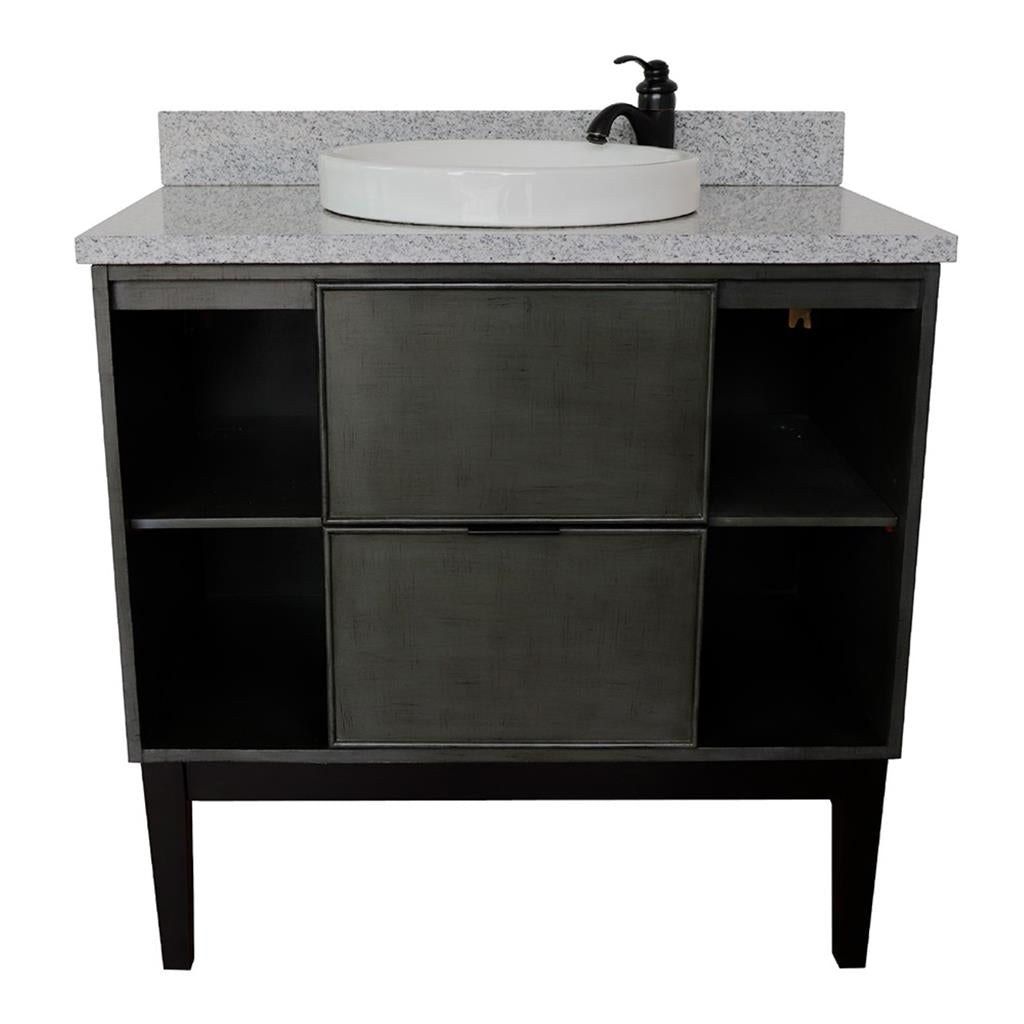 Bellaterra Scandi 37" Single Vanity, Linen Gray, Gray Granite Top/Round Sink