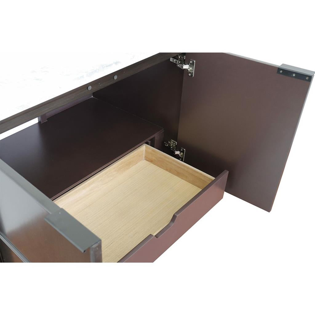 Bellaterra Scandi 37" Single Wall Mount Vanity, Cappuccino, Black Galaxy Granite Top/Rectangle Sink