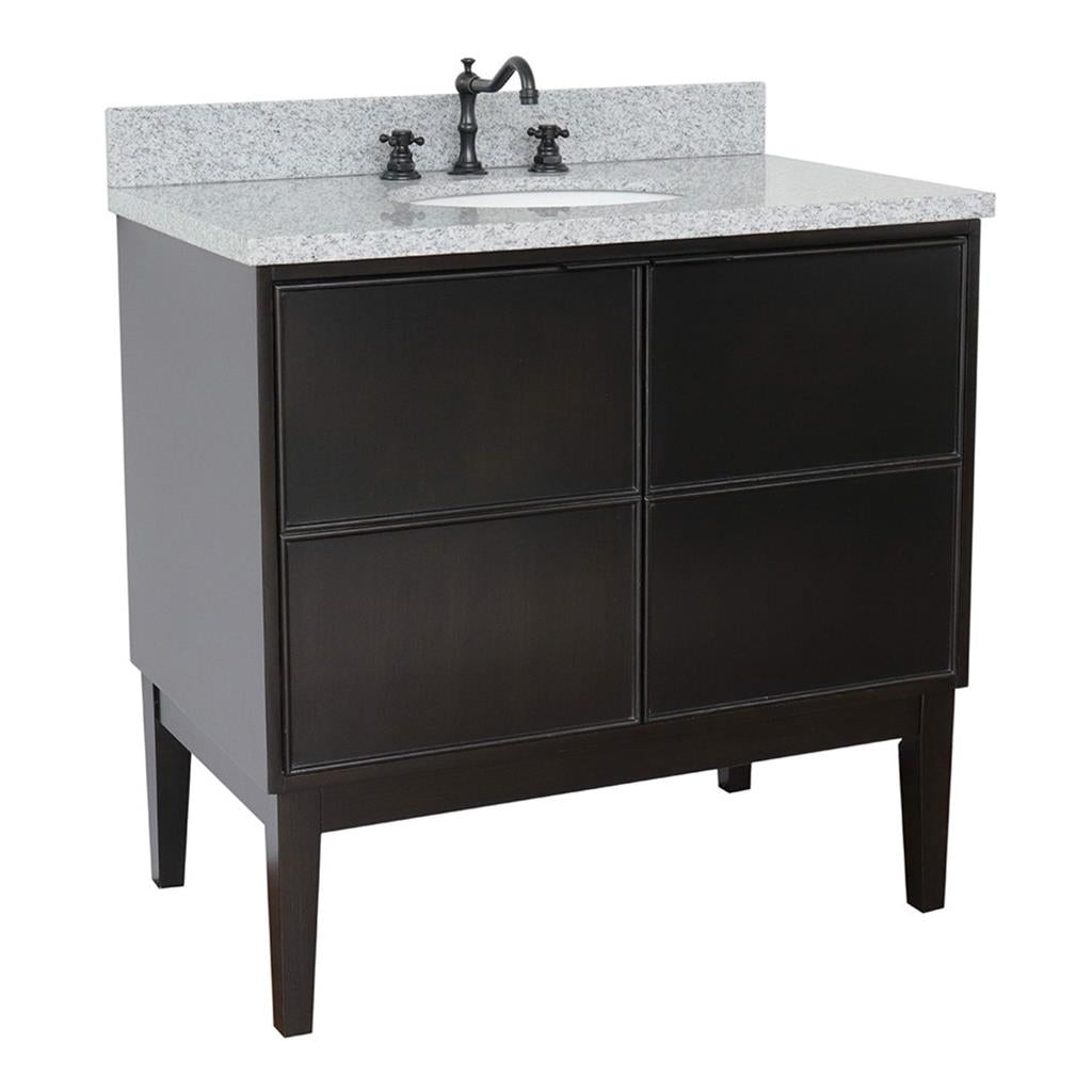 Bellaterra Scandi 37" Single Vanity, Cappuccino, Gray Granite Top/Oval Sink