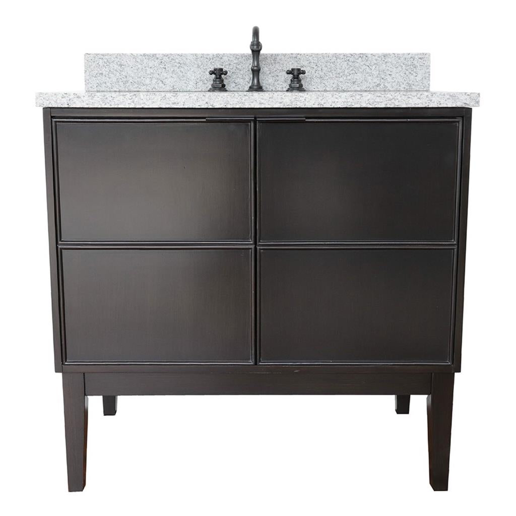 Bellaterra Scandi 37" Single Vanity, Cappuccino, Gray Granite Top/Oval Sink