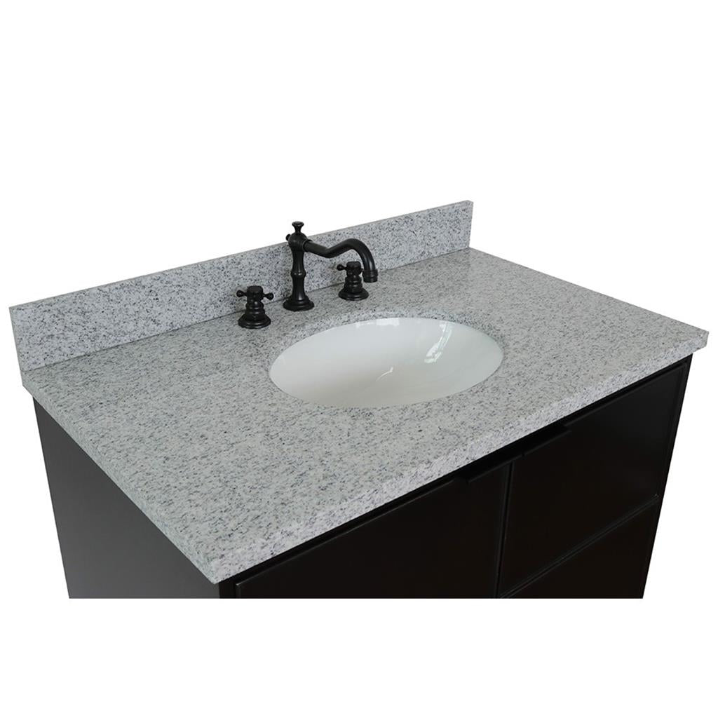 Bellaterra Scandi 37" Single Vanity, Cappuccino, Gray Granite Top/Oval Sink