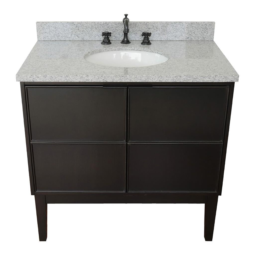 Bellaterra Scandi 37" Single Vanity, Cappuccino, Gray Granite Top/Oval Sink