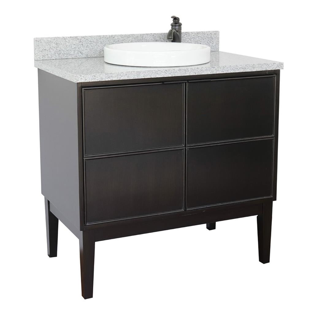 Bellaterra Scandi 37" Single Vanity, Cappuccino, Gray Granite Top/Round Sink