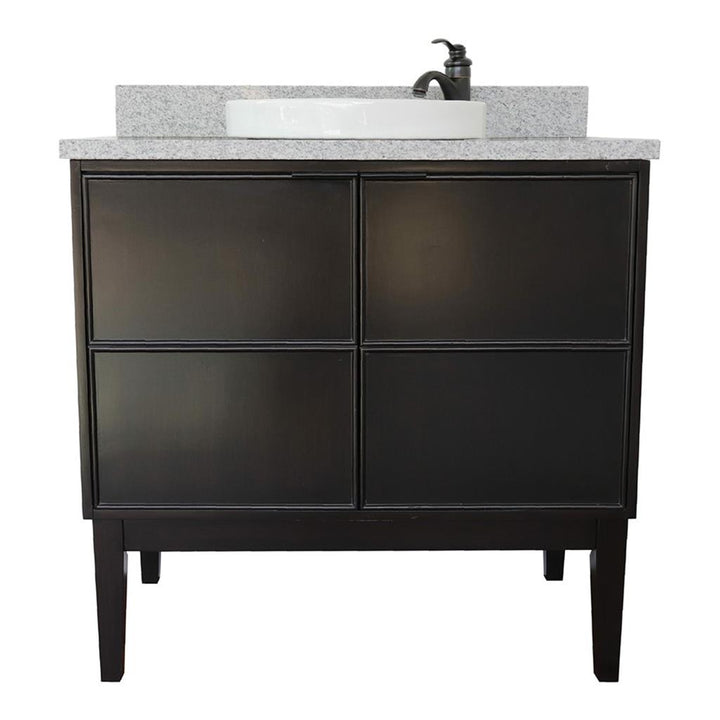 Bellaterra Scandi 37" Single Vanity, Cappuccino, Gray Granite Top/Round Sink