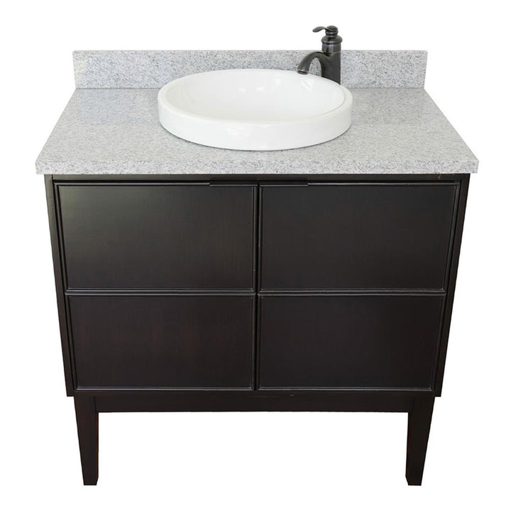 Bellaterra Scandi 37" Single Vanity, Cappuccino, Gray Granite Top/Round Sink