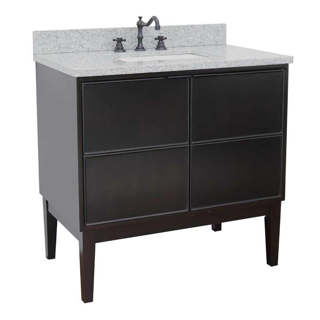 Bellaterra Scandi 37" Single Vanity, Cappuccino, Gray Granite Top/Rectangle Sink