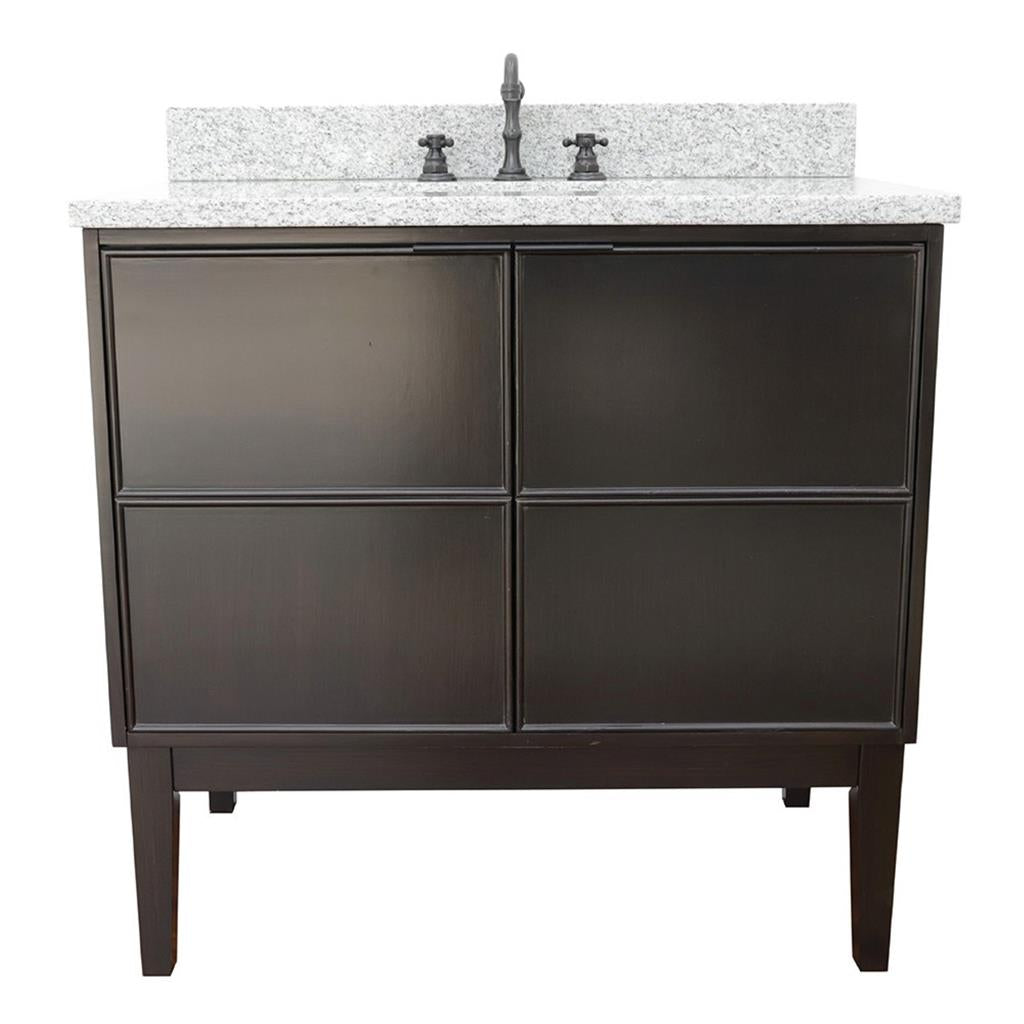 Bellaterra Scandi 37" Single Vanity, Cappuccino, Gray Granite Top/Rectangle Sink