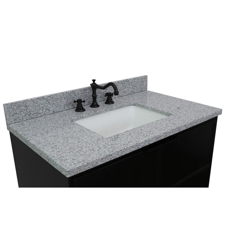 Bellaterra Scandi 37" Single Vanity, Cappuccino, Gray Granite Top/Rectangle Sink