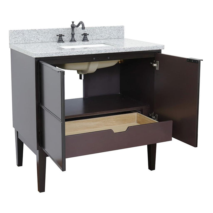 Bellaterra Scandi 37" Single Vanity, Cappuccino, Gray Granite Top/Rectangle Sink