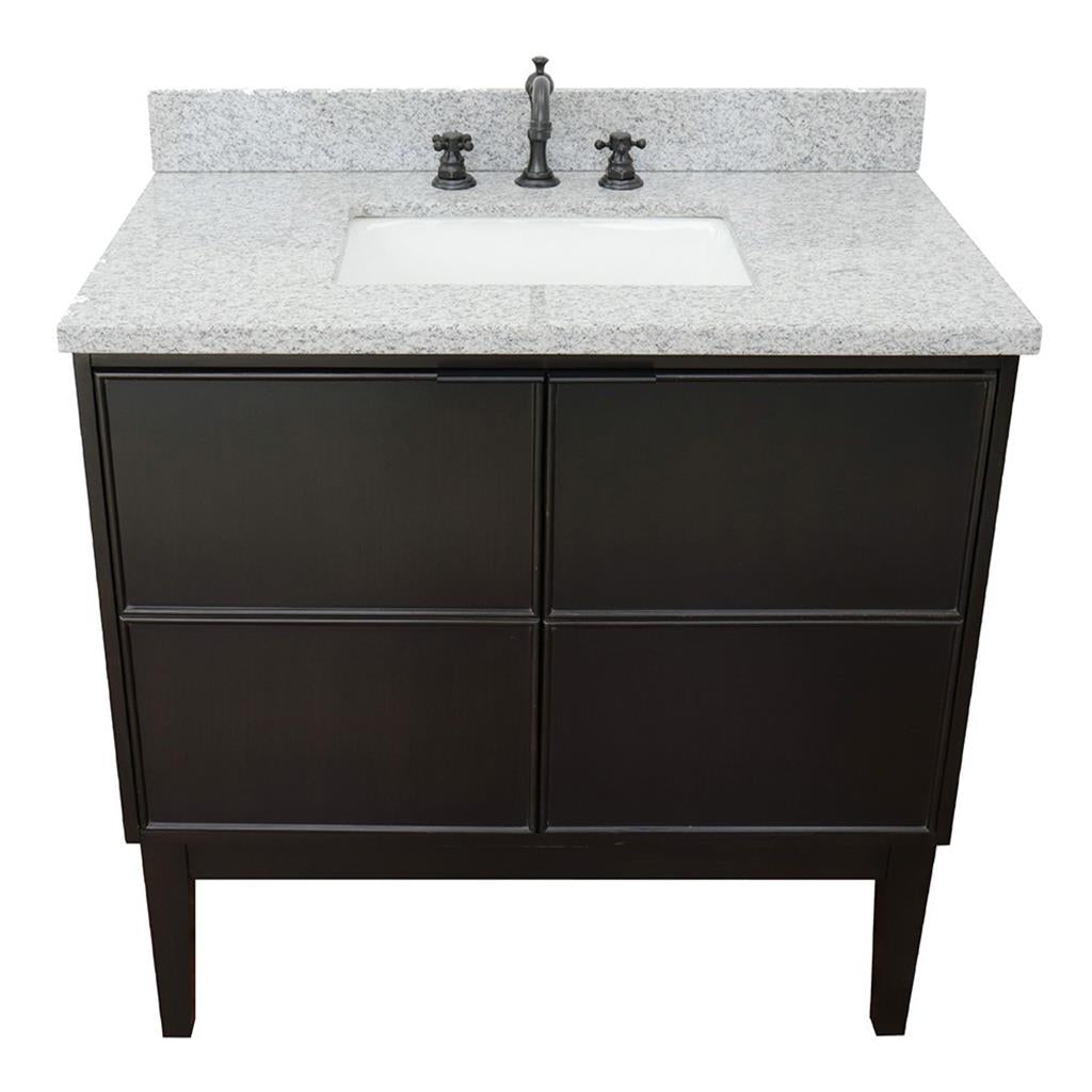 Bellaterra Scandi 37" Single Vanity, Cappuccino, Gray Granite Top/Rectangle Sink