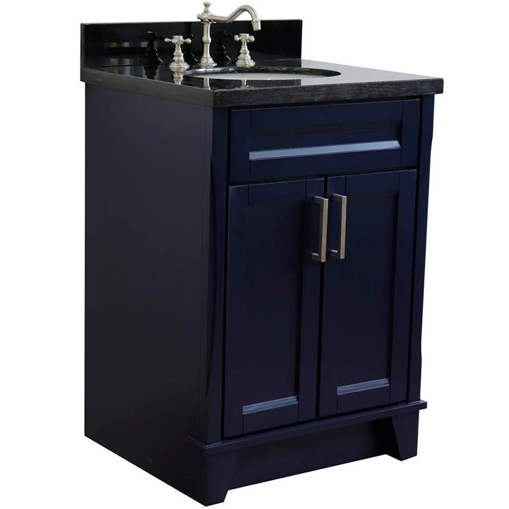 Bellaterra Home Terni 24" Blue Vanity, Oval Sink Black Galaxy Granite#top-options_black-galaxy-granite