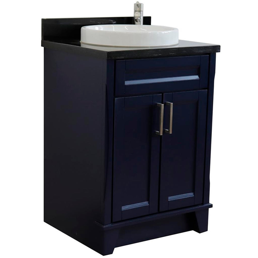 Bellaterra Home Terni 24" Blue Vanity, Round Sink Black Galaxy Granite#top-options_black-galaxy-granite