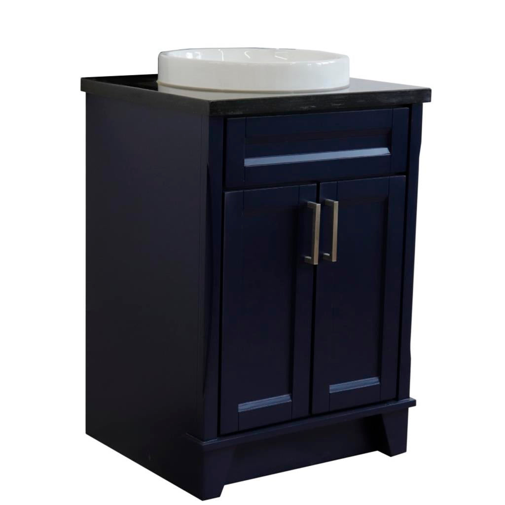 Bellaterra Terni 25" Single Vanity, Blue, Black Galaxy Granite Top/Round Sink