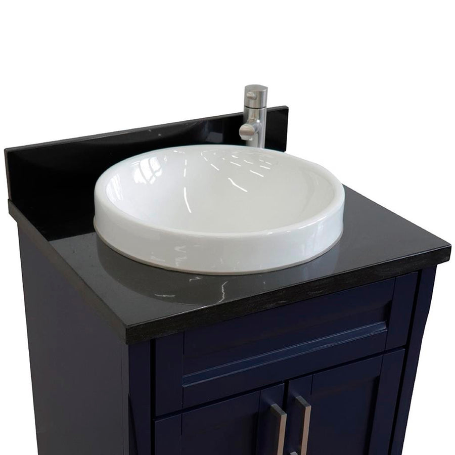 Bellaterra Terni 25" Single Vanity, Blue, Black Galaxy Granite Top/Round Sink