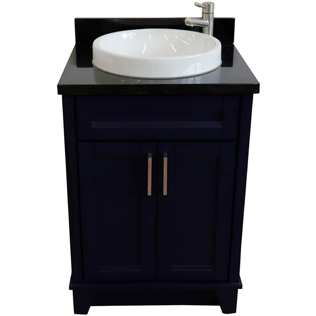 Bellaterra Terni 25" Single Vanity, Blue, Black Galaxy Granite Top/Round Sink