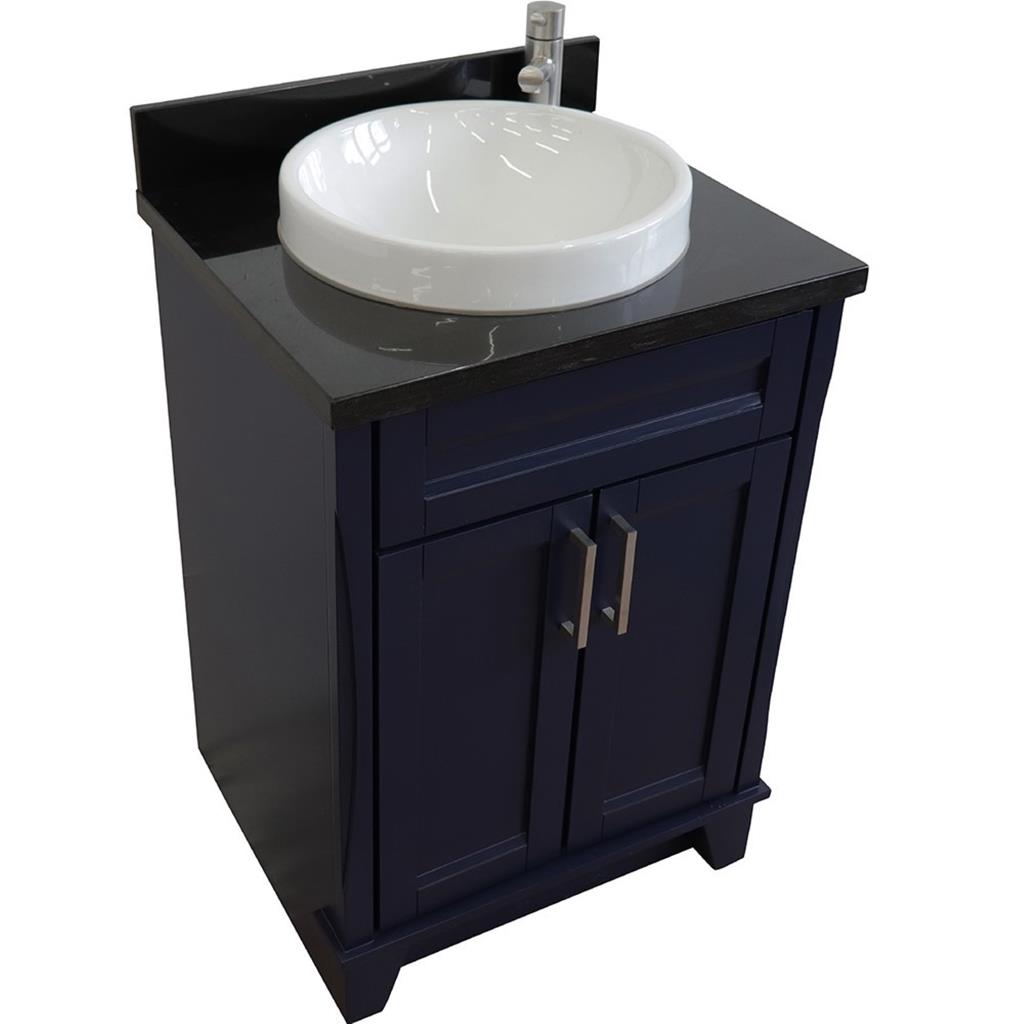 Bellaterra Terni 25" Single Vanity, Blue, Black Galaxy Granite Top/Round Sink