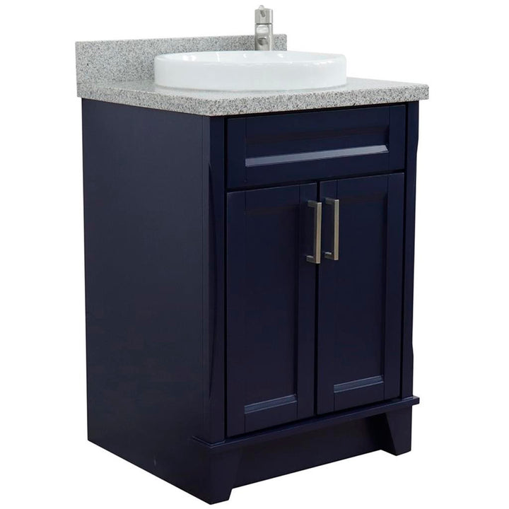 Bellaterra Terni 25" Single Vanity, Blue, Gray Granite Top/Round Sink