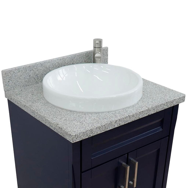 Bellaterra Terni 25" Single Vanity, Blue, Gray Granite Top/Round Sink