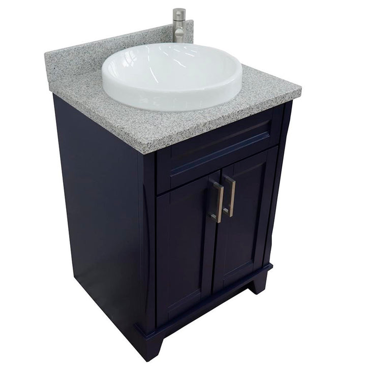 Bellaterra Terni 25" Single Vanity, Blue, Gray Granite Top/Round Sink