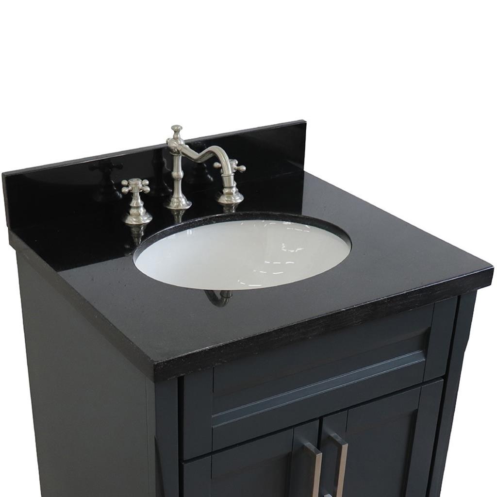 Bellaterra Terni 25" Single Vanity, Dark Gray, Black Galaxy Granite Top/Oval Sink