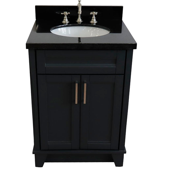 Bellaterra Terni 25" Single Vanity, Dark Gray, Black Galaxy Granite Top/Oval Sink