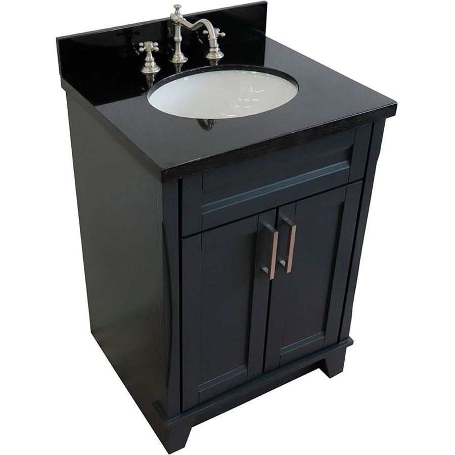 Bellaterra Terni 25" Single Vanity, Dark Gray, Black Galaxy Granite Top/Oval Sink