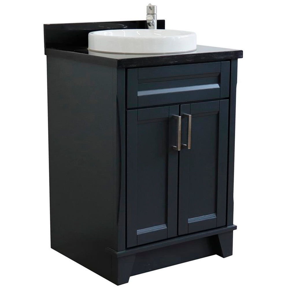 Bellaterra Home Terni 24" Dark Gray Vanity, Round Sink Black Galaxy Granite#top-options_black-galaxy-granite