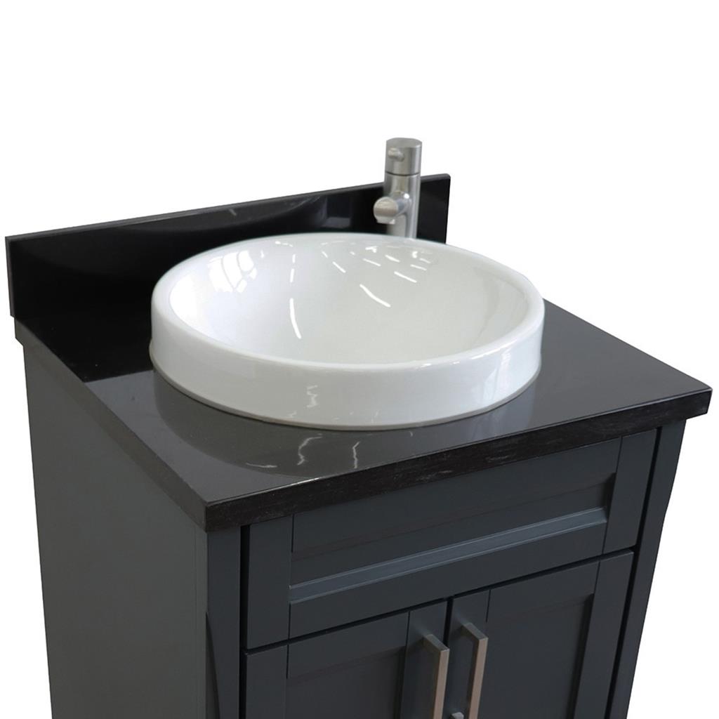 Bellaterra Terni 25" Single Vanity, Dark Gray, Black Galaxy Granite Top/Round Sink