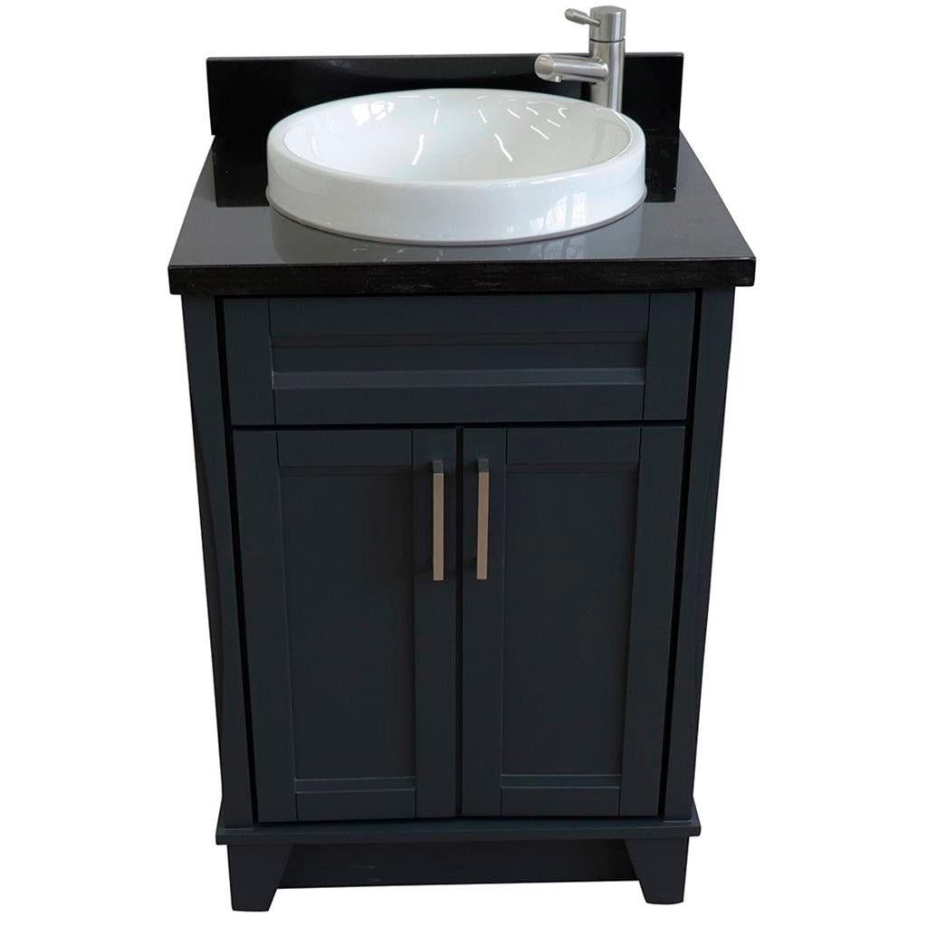 Bellaterra Terni 25" Single Vanity, Dark Gray, Black Galaxy Granite Top/Round Sink