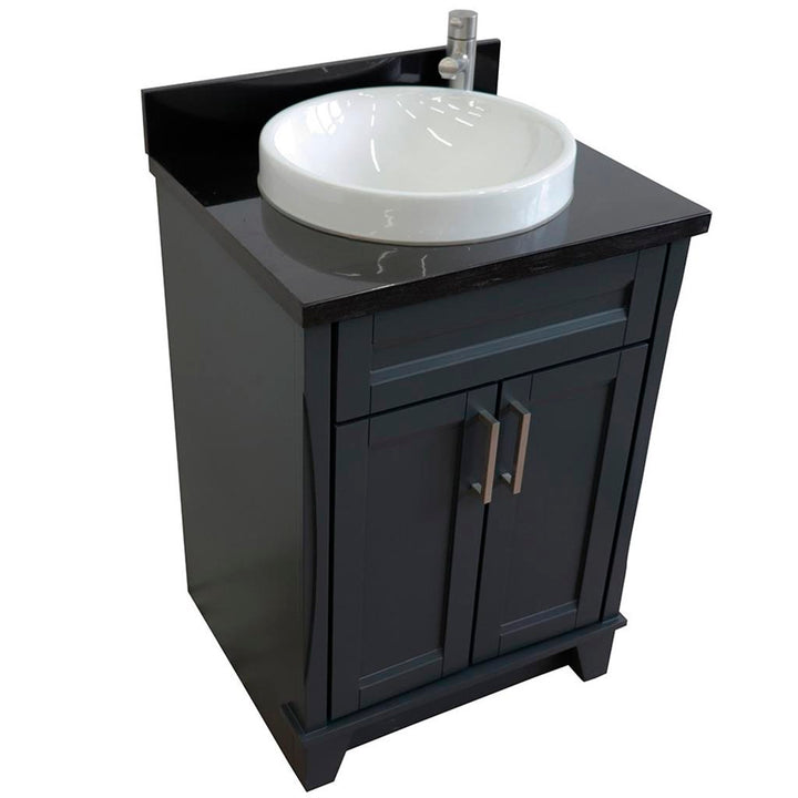 Bellaterra Terni 25" Single Vanity, Dark Gray, Black Galaxy Granite Top/Round Sink