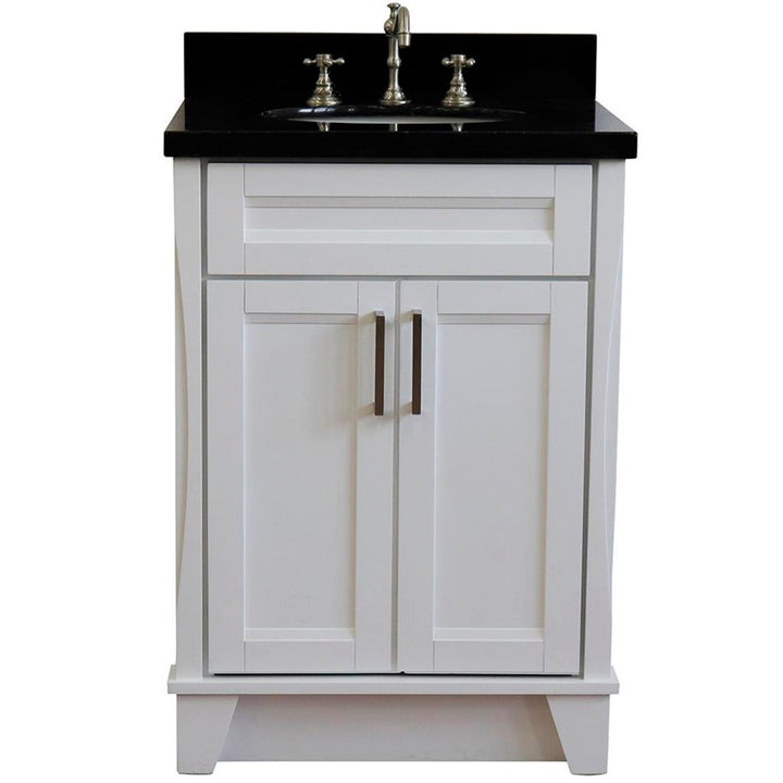 Bellaterra Terni 25" Single Vanity, White, Black Galaxy Granite Top/Oval Sink