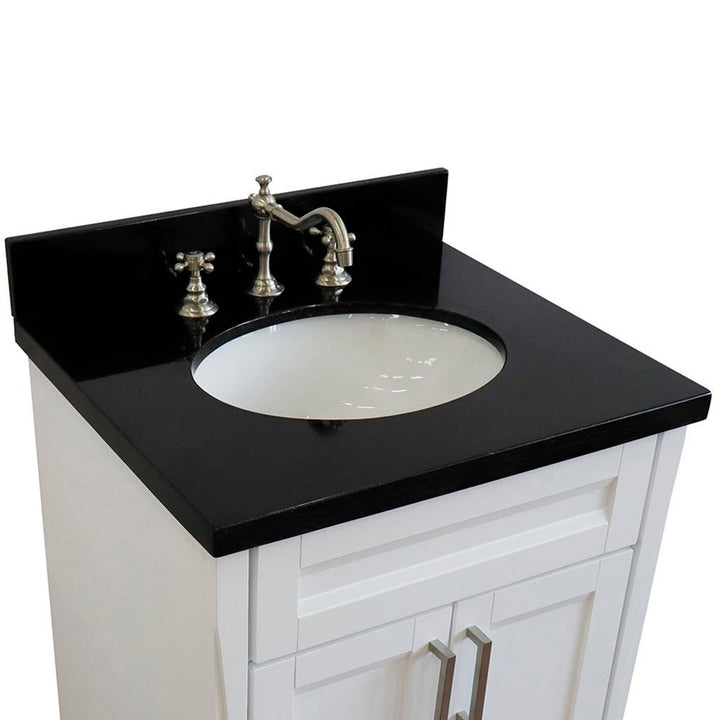 Bellaterra Terni 25" Single Vanity, White, Black Galaxy Granite Top/Oval Sink