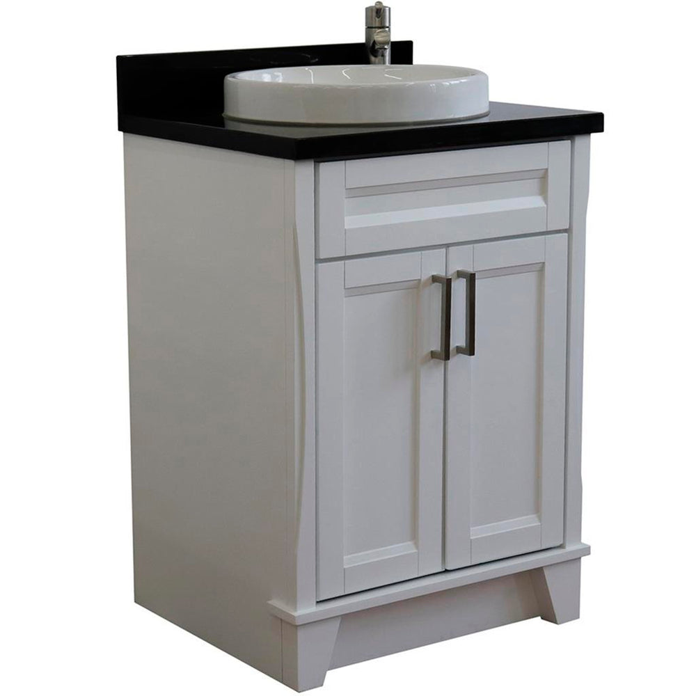 Bellaterra Home Terni 24" White Vanity, Round Sink Black Galaxy Granite#top-options_black-galaxy-granite