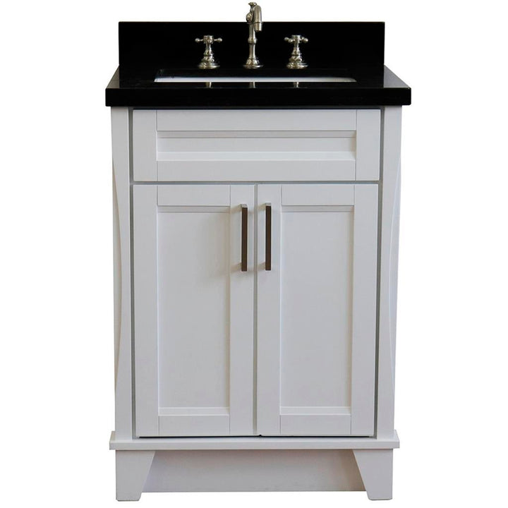 Bellaterra Home Terni 24" White Vanity, Rectangle Sink Black Galaxy Granite#top-options_black-galaxy-granite