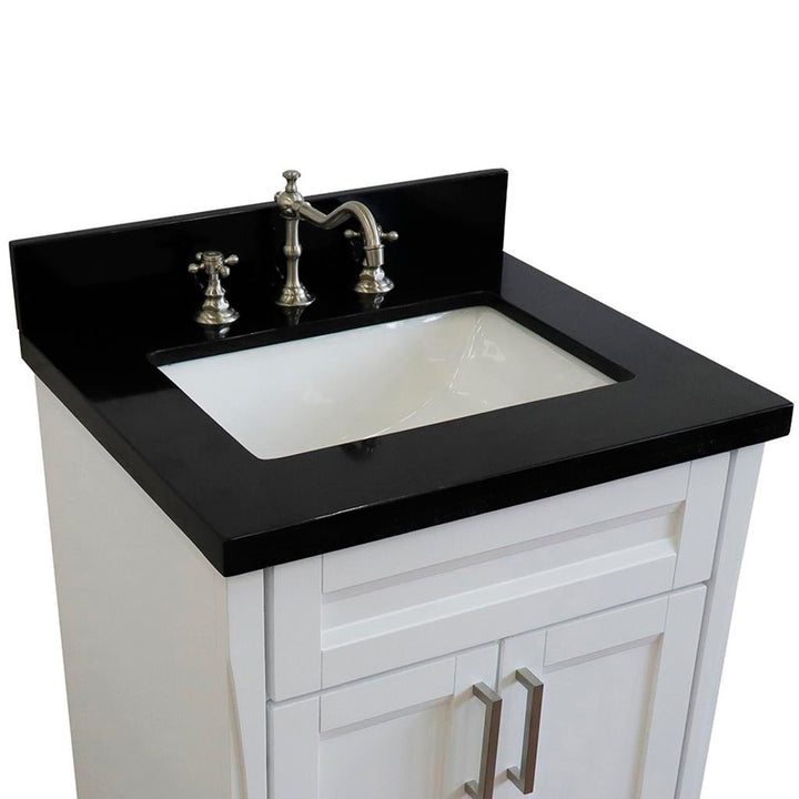 Bellaterra Home Terni 24" White Vanity, Rectangle Sink Black Galaxy Granite#top-options_black-galaxy-granite