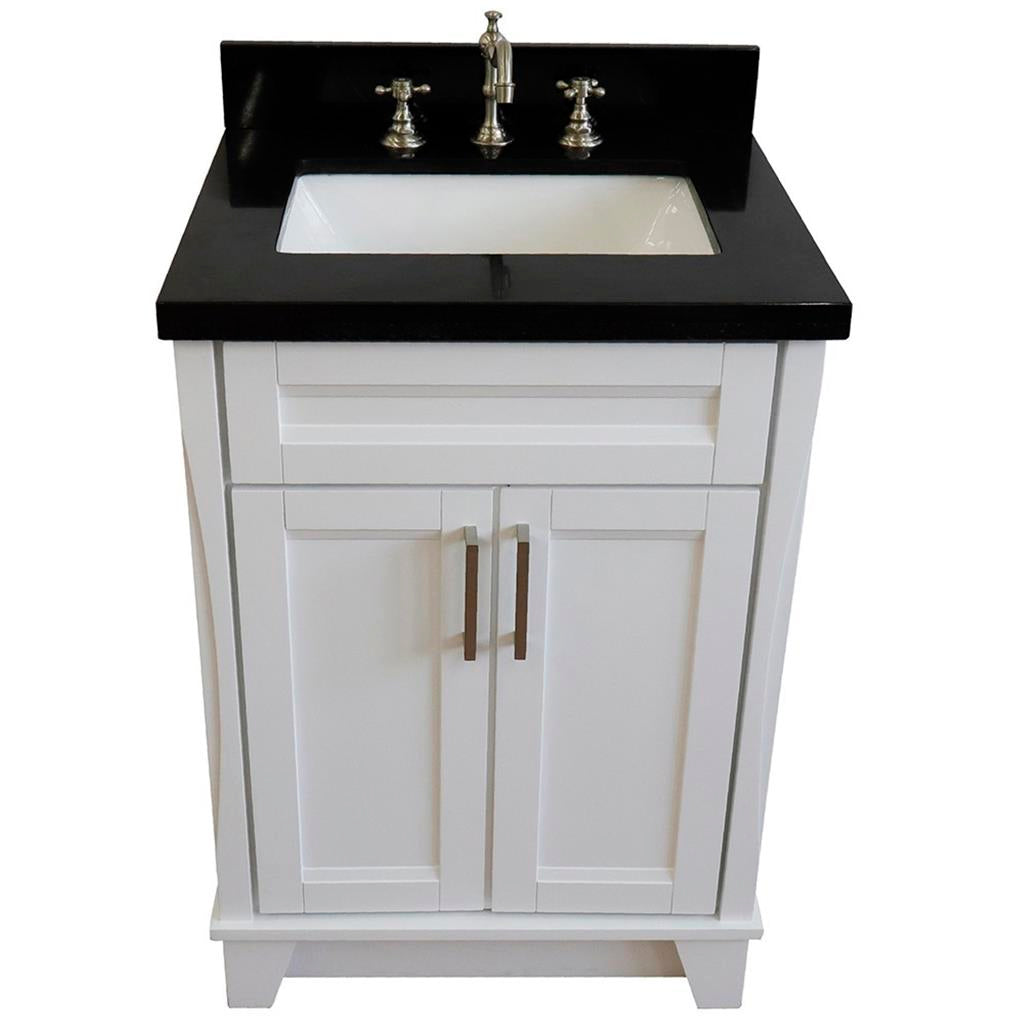 Bellaterra Home Terni 24" White Vanity, Rectangle Sink Black Galaxy Granite#top-options_black-galaxy-granite